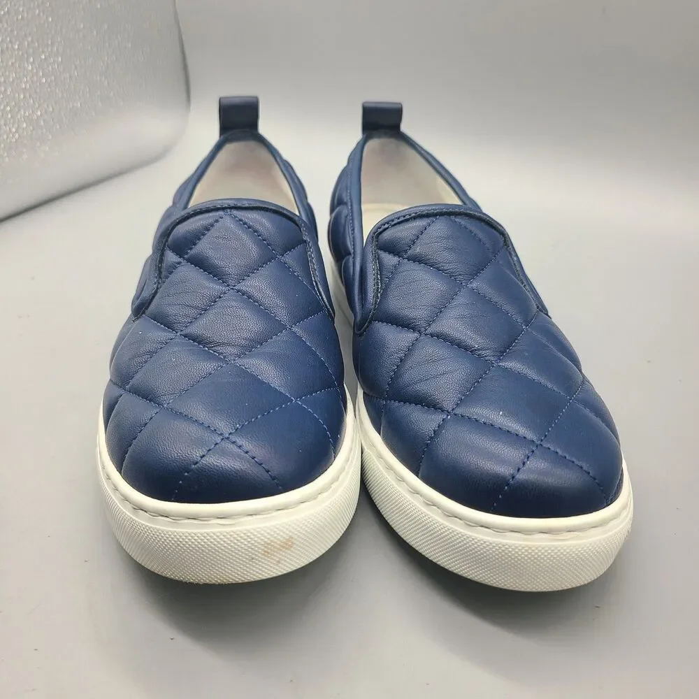 M. Gemi Slip On Sneakers navy blue leather quilted  comfort US 7/ EUR 38 Italy